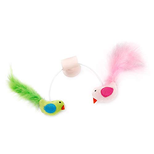 Interaktives Spielzeug für Haustiere, Katzenminze und Glocken, Vogel-Design, mit Saugnapf, 2 Stück von Sitrda