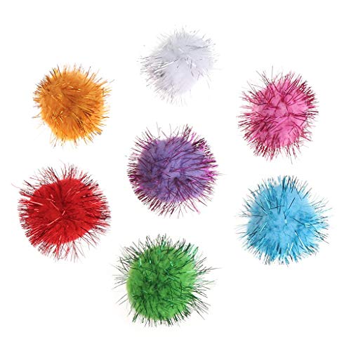 Sitrda (70 Stück 3,5 cm – Kunststoff Glitter Lametta Spray Pompons Ball Katzenspielzeug Pet Spielzeug von Sitrda