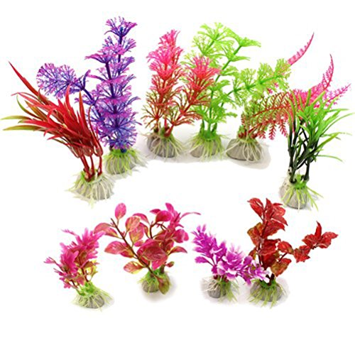 Sitrda Künstliche Kunststoffpflanzen für Aquarien, ungiftig, Dekoration, Ornament, zufällige Farbauswahl, Länge 80–125 mm, 10 Stück von Sitrda