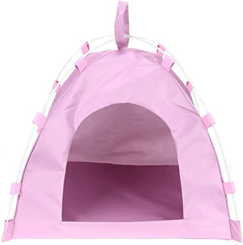 Wasserdichtes Oxford Haustier-Häuser-Zelt, tragbar, faltbar, für Hunde, Kätzchen und Moggies, für drinnen und draußen, Kleintier-Unterschlupf (Pink) von Sitrda
