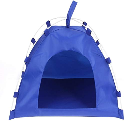 Wasserdichtes Oxford Haustier-Häuser-Zelt, tragbar, faltbar, für Hunde, Kätzchen und Moggies, für drinnen und draußen, Kleintier-Unterschlupf (blau) von Sitrda