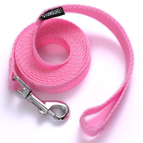 Siumouhoi 1,8 m Lange Welpen-Leine, Starke Leine im traditionellen Stil mit einfach zu bedienendem Kragenhaken, Hundeleine, ideal für kleine und mittelgroße und große Hunde, Rosa, 1,6 cm x 1,8 m von Siumouhoi