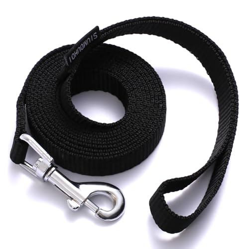 Siumouhoi 1,8 m Lange Welpen-Leine, Starke Leine im traditionellen Stil mit einfach zu bedienendem Kragenhaken, Hundeleine, ideal für kleine und mittelgroße und große Hunde, Schwarz, 1,6 cm x 1,8 m von Siumouhoi