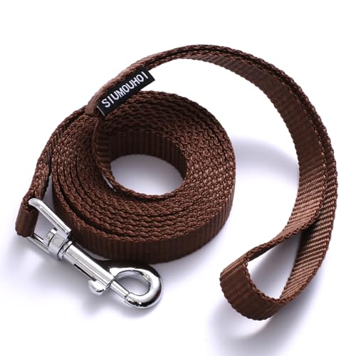 Siumouhoi 1,8 m lange Welpen-Leine, starke Leine im traditionellen Stil mit einfach zu bedienendem Kragenhaken, Hundeleine, ideal für kleine und mittelgroße und große Hunde, Braun, 1,6 cm x 1,8 m von Siumouhoi