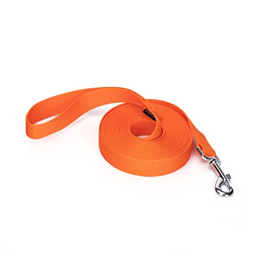 Siumouhoi Robuste, langlebige Nylon-Hundeleine, 2,5 cm breites Traktionsseil, 1,8 m 3 m 4,6 m lang, für kleine und mittelgroße Hunde (Orange, 3 m) von Siumouhoi