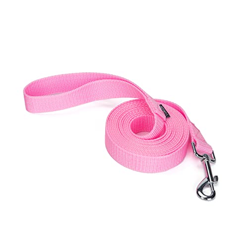 Siumouhoi Robuste, langlebige Nylon-Hundeleine, 2,5 cm breites Traktionsseil, 1,8 m 3 m 4,6 m lang, für kleine und mittelgroße Hunde (Rosa, 3 m) von Siumouhoi