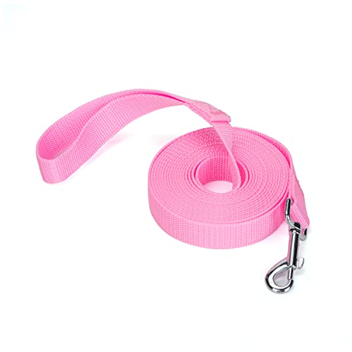 Siumouhoi Robuste, langlebige Nylon-Hundeleine, 2,5 cm breites Traktionsseil, 1,8 m 3 m 4,6 m lang, für kleine und mittelgroße Hunde (Rosa, 4,8 m) von Siumouhoi