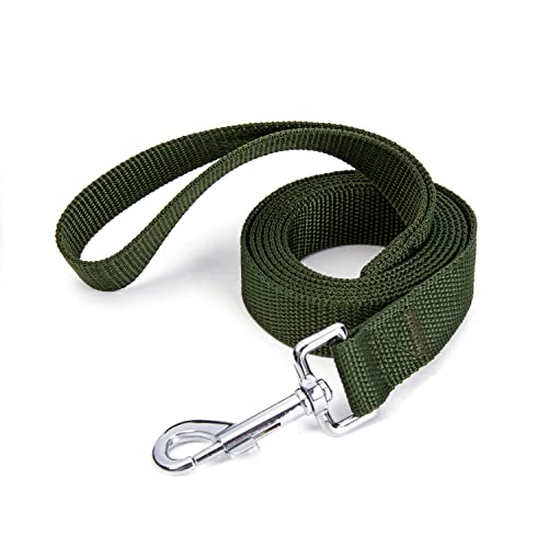 Siumouhoi Robuste, langlebige Nylon-Hundeleine, 2,5 cm breites Traktionsseil, 1,8 m 3 m 4,6 m lang, für kleine und mittelgroße Hunde (militärgrün, 1,8 m) von Siumouhoi