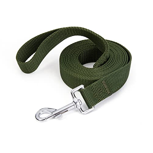 Siumouhoi Robuste, langlebige Nylon-Hundeleine, 2,5 cm breites Traktionsseil, 1,8 m 3 m 4,6 m lang, für kleine und mittelgroße Hunde (militärgrün, 3 m) von Siumouhoi