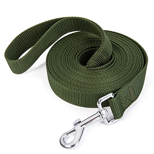 Siumouhoi Starke, langlebige Nylon-Trainingsleine, 2,5 cm breites Zugseil, 1,8 m, 3 m, 4,5 m lang, für kleine und mittelgroße Hunde (Militärgrün, 4,5 m) von Siumouhoi