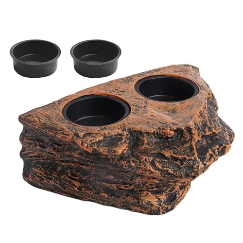 Reptile Feeder Futter Magnet Schale Wasser Und Futterschale Für Reptilien, Reptilien Futterständer Mit 2 Futternäpfe, Reptilien Schale Für Eidechsen, Geckos Und Chamäleons 14,5×6×10 cm von Siuwddee