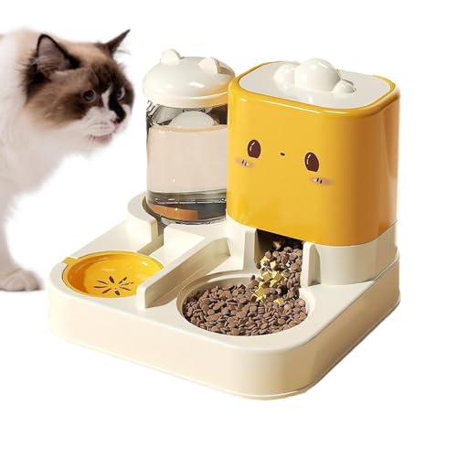 Siuwddee Auto Cat Feeder | Wasserspender mit Futternapf für Haustiere - Automatische Katzenbewässerung für kleine Haustiere im Innenbereich, auslaufsicherer Futterspender für Trockenfutter von Siuwddee