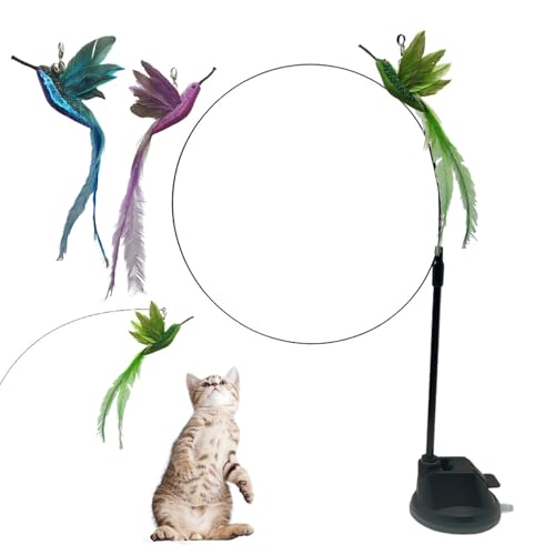 Siuwddee Katzenfederspielzeug,Federkatzenspielzeug,Katzenspielzeug Feder mit 3 Vögeln, Glöckchen, Saugnapfbasis - Selbstunterhaltendes Katzenspielzeug-Set, interaktiver Teaser-Stick sorgt für Siuwddee Katzenfederspielzeug,Federkatzenspielzeug,Katzenspielzeug Feder mit 3 Vögeln, Glöckchen, Saugnapfbasis - Selbstunterhaltendes Katzenspielzeug-Set, interaktiver Teaser-Stick sorgt für von Siuwddee