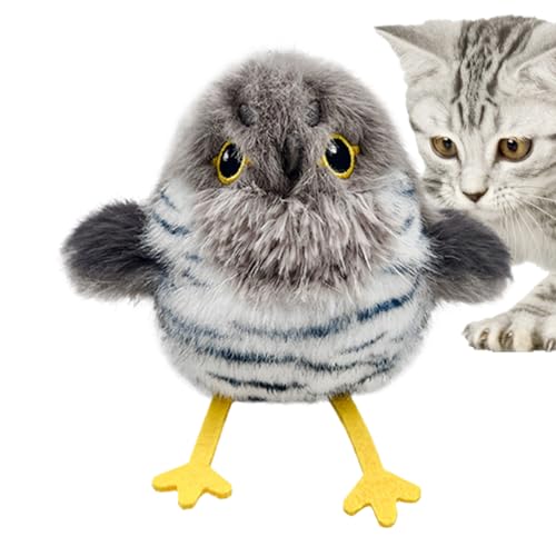 Siuwddee Katzenspielzeug Flatternder Vogel | Simulierter Vogel mit Flügelschlag und Zwitschern für Hauskatzen,Berührungsaktiviert USB-Aufladbar Für Kätzchen Selbstspiel Jagd Bewegung von Siuwddee