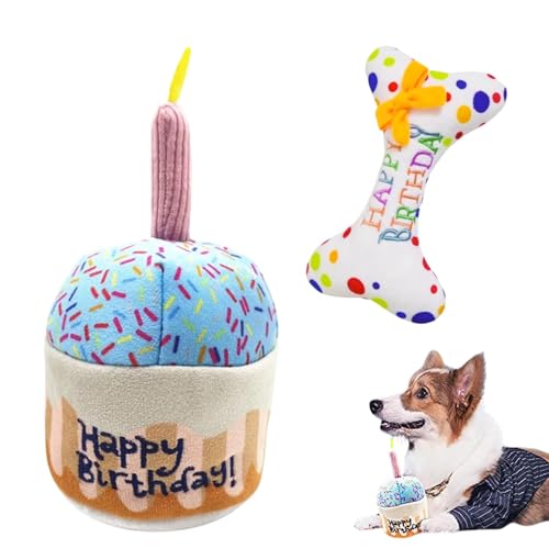 Plüsch Hundespielzeug Set, Kuchen und Knochen Weiches Plüsch Hundespielzeug, langlebiges Kauspielzeug für langlebiges Kauspielzeug Hund Geburtstag Spielzeug für Welpen, kleine bis mittelgroße Hunde Plüsch Hundespielzeug Set, Kuchen und Knochen Weiches Plüsch Hundespielzeug, langlebiges Kauspielzeug für langlebiges Kauspielzeug Hund Geburtstag Spielzeug für Welpen, kleine bis mittelgroße Hunde von Sivono