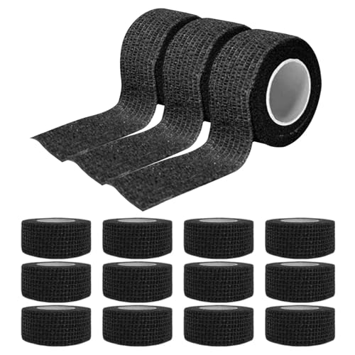 Selbstklebender Verband, 2,5cm x 4,5m Pflaster Rolle Verbandsmaterial,Verband selbstklebend,Elastische Binde Bandage Silicone Scar Tape,Selbsthaftende Bandage(Schwarz,15 Rollen) von Sivono