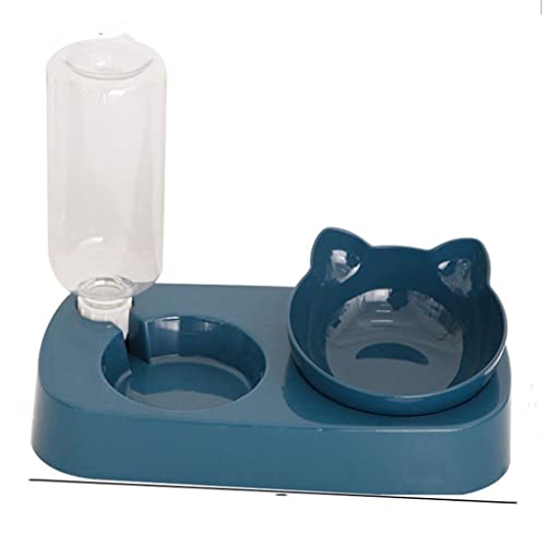 SkVLf Automatischer Doppelnapf-Futterspender mit Wasserflasche für Haustiere – Blau, 4,5 cm von SkVLf