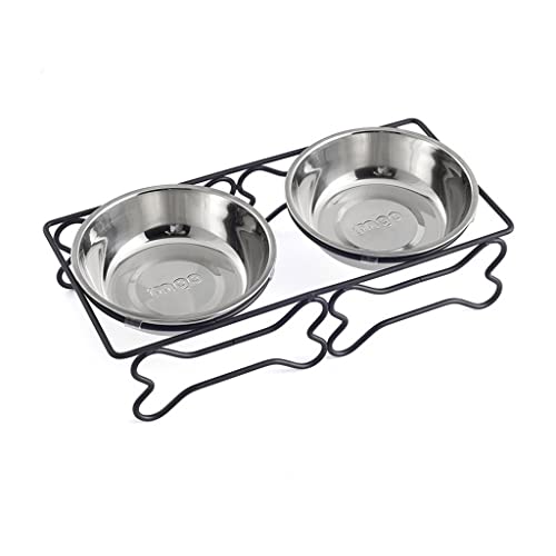 SkVLf Doppelnapf aus Keramik und Edelstahl für Katzen – kippsicher, ideal für Futter und Wasser (Farbe: B, Größe: Einheitsgröße) von SkVLf