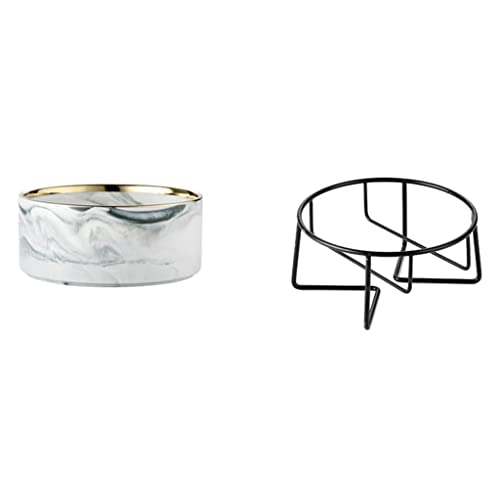 SkVLf Keramik-Futternäpfe mit Edelstahlständer – leicht zu reinigender Futter- und Wasserspender für Katzen und Hunde (Einheitsgröße, mehrere Farben) von SkVLf