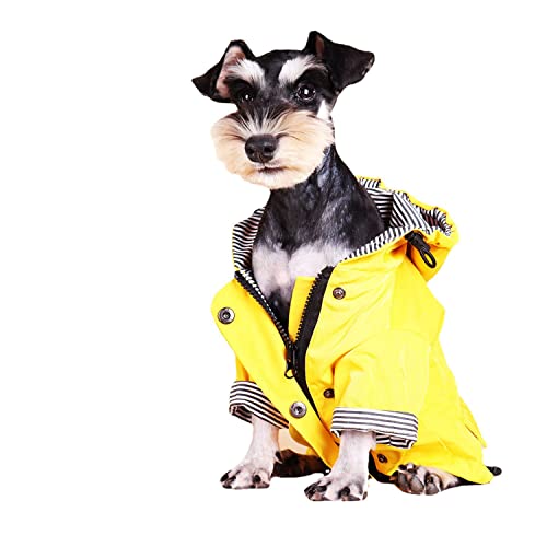 Hund Regenmantel Jacke mit Reißverschluss Gelber Kapuzenpullover Wasserdicht Stilvolle von Skateboard Frog