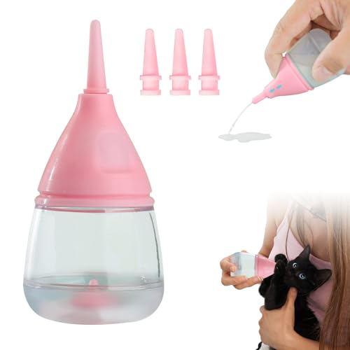 Aufzuchtflasche Haustier Welpenmilch für Hunde Katzenaufzuchtmilch Katzenmilch Kitten Nursing Bottle Welpen Flasche Neugeborene Aufzuchtflasche Katze Pet Kleine Hunde (Rosa) von Skeadex