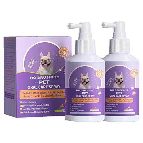 Dentalspray für Hunde Zahnpflegespray für Hunde Zahnstein und Maulgeruch Zahnspray Zahnsteinentferner Zahnreinigung und Zahnpflege, 50ML, Pet Clean Teeth Cleaning Spray (2 Stück) von Skeadex