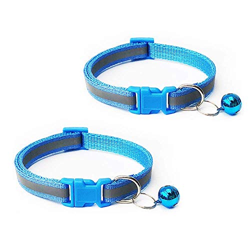 Skingwa Reflektierendes Katzenhalsband, Breakaway Katzenhalsband mit Glöckchen, reflektierendes Streifenhalsband für Katzen oder kleine Hunde (blau) von Skingwa