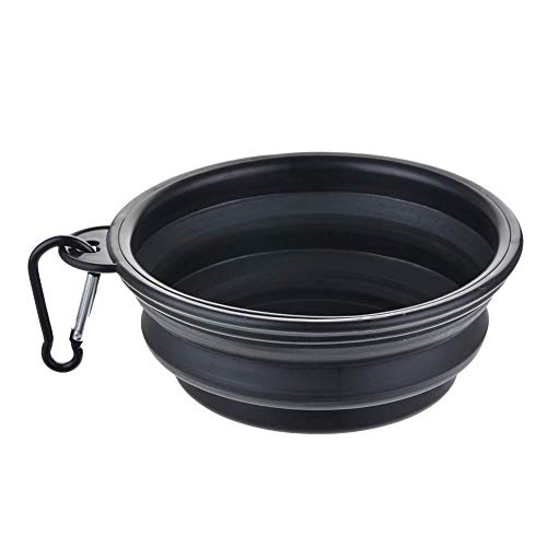 Skingwa Reise-Wassernapf für Hunde, Reisenapf mit Karabinerhaken, 380 ml, 13 * 5.5cm, schwarz von Skingwa