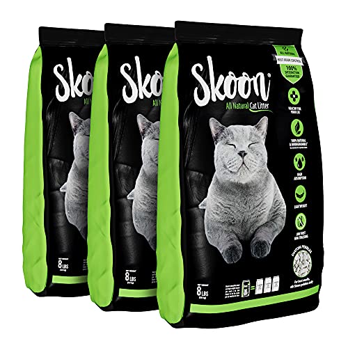 (3 Beutel) Skoon Natur-Katzenstreu – leicht, Nicht klumpend, pflegeleicht, umweltfreundlich – absorbiert, schließt und versiegelt Flüssigkeiten für Beste Geruchskontrolle. von Skoon