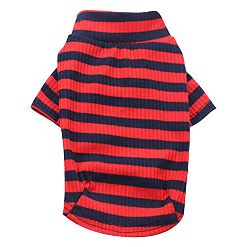 Pet Winter Stripe Color Bottoming Dog Kostüme Pet Dog Cat Kleidung Weste Shirt Hundejacke Reißverschluss (Red, L) von SkotO