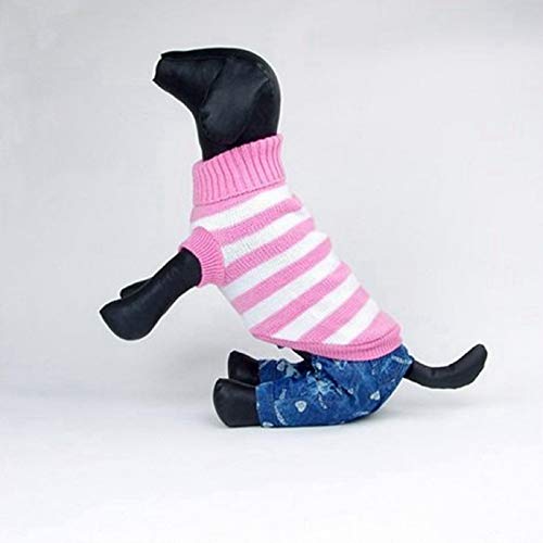 SkotO Beliebte Mode Haustier Winter Warme Pullover Intervall Farbe Haustier Kleidung Haustier Pullover Hunde Pullis (Pink, M) von SkotO