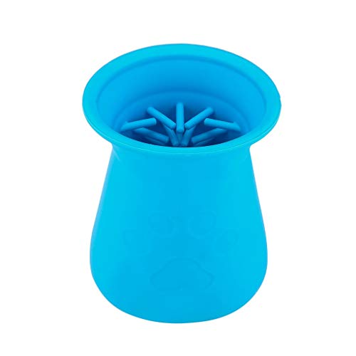 Waschbürste Pflege Reiniger Haustier Hund Tasse Hundekrallen Pfotenmassage Fußreinigung Haustierspielzeug Blaues Hundespielzeug (Dark Blue, One Size) von SkotO