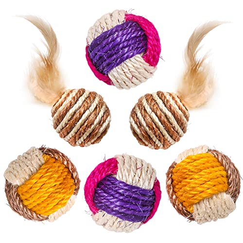 Skrtuan Katzenspielzeug Ball,6pcs Katzenbälle Interaktives Feder Spielzeug Katzen Ball für den Innenbereich,Interaktives Spielzeug für Katzen,Katzenspielzeug Selbstbeschäftigung von Skrtuan