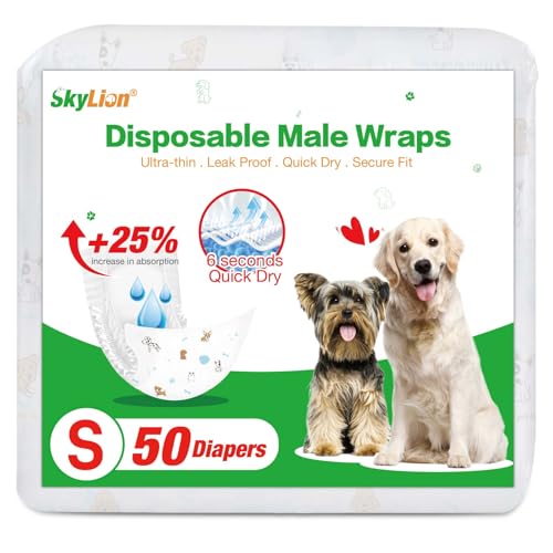Einweg-Hundewindeln, super saugfähig, auslaufsicher, ultra-trocken und atmungsaktiv, Größe S, 50 Stück Einweg-Hundewindeln, super saugfähig, auslaufsicher, ultra-trocken und atmungsaktiv, Größe S, 50 Stück von SkyLion