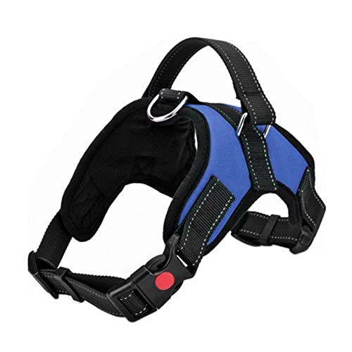Skycase No-Pull Hundegeschirr – Atmungsaktives & Verstellbares Geschirr mit Griff, Reflektierend (Oxford-Material) – Ideal für Training, Spaziergänge & Kontrolle – Größe M, Blau von Skycase