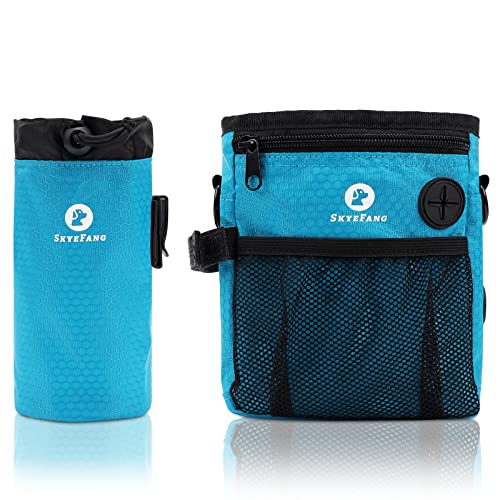 SkyeFang leckerlibeutel fur Hunde,2 in 1 Futterbeutel Hund,mit Wasserflasche Tasche,Abnehmbare Futtertasche mit Kotbeutelspender für Gassigehen & Hundetraining(blau) von SkyeFang