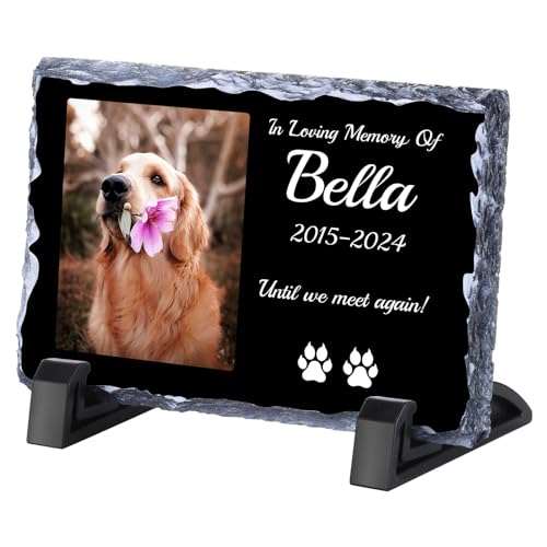Gedenkgeschenk für Hunde zum Verlust des Hundes – personalisiertes Haustier-Gedenkgeschenk, Trauergeschenk, individueller Stein-Bilderrahmen, Gedenkgeschenk für Haustiere, Hunde, Katzen (Stil #F) von Skyeasure