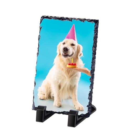 Personalisierter Schiefersteinrahmen, Hunde-Gedenkgeschenke für den Verlust des Hundes, Haustierverlustgeschenke, personalisierte Hunde-Gedenkstein-Herz-Gedenk-Bilderrahmen-Plakette, von Skyeasure