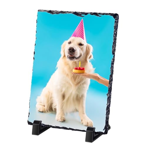 Skyeasure Personalisierter Schiefersteinrahmen, Hunde-Gedenkgeschenke für den Verlust des Hundes, Haustierverlustgeschenke, personalisierte Hunde-Gedenkstein-Herz-Gedenk-Bilderrahmen-Plakette, von Skyeasure