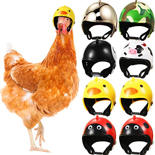 8 Stück Hühnerhelm Haustier Sicherheit Helm Lustige Papagei Helm Huhn Vogel Hut Kopfbedeckung Kleine Haustier Harter Hut Haustier Helm Kostüme Zubehör für Hühner Vogel Sittich (Tier, Tarnung) von Skylety