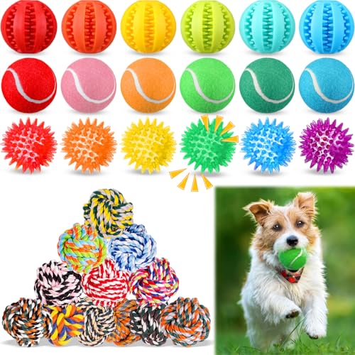 Skylety 30 Stück Welpen-Beißspielzeug für kleine und mittelgroße Rassen, inklusive 6,3 cm Tennisbälle, quietschendes Gummi-Kauspielzeug und Leckerli-Bälle für Hunde, Zahnen und Intellekt-Training Skylety 30 Stück Welpen-Beißspielzeug für kleine und mittelgroße Rassen, inklusive 6,3 cm Tennisbälle, quietschendes Gummi-Kauspielzeug und Leckerli-Bälle für Hunde, Zahnen und Intellekt-Training von Skylety