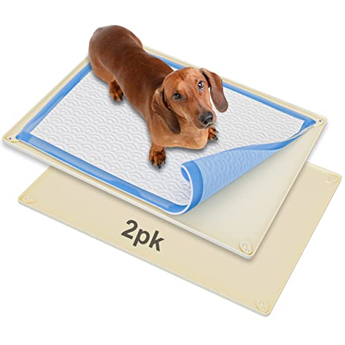 Skywin Pee-Pad-Halter – kein Verschütten und Auslaufen, Silikon-Pad-Halter, sicheres 76,2 x 58,9 cm Pee-Pad (30 x 23 W, 2 Stück, beige) von Skywin