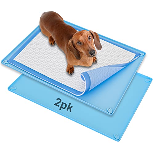 Skywin Pee-Pad-Halter – kein Verschütten und Auslaufen, Silikon-Pad-Halter, sicheres 76,2 x 58,9 cm Pee-Pad (30 x 23 W, 2 Stück, blau) von Skywin