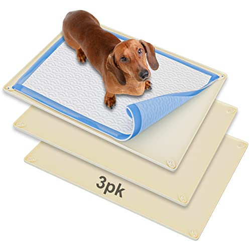 Skywin Pee-Pad-Halter – kein Verschütten und Auslaufen, Silikon-Pad-Halter, sicheres 76,2 x 58,9 cm Pee-Pad (30 x 23 W, 3 Stück, beige) von Skywin