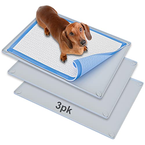 Skywin Pee-Pad-Halter – kein Verschütten und Auslaufen, Silikon-Pad-Halter, sicheres 76,2 x 58,9 cm Pee-Pad (30 x 23 W, 3 Stück, grau) von Skywin