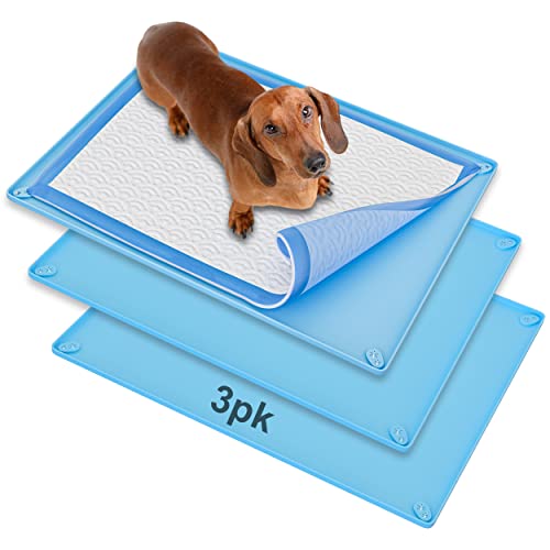 Skywin Pee-Pad-Halter – kein Verschütten und Auslaufen, Silikon-Pad-Halter, sicheres 76,2 x 58,9 cm Pee-Pad (30 x 23 W, 3er-Pack, blau) von Skywin