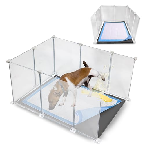 TidyFriend Katzentoilette, Spritzschutz, 61 x 81,3 cm, für kleine Hunde, mit Urinierpad-Halterung, Tablett, 76,2 x 58,4 cm, leicht zu reinigen, für den Innenbereich (weißes Gehäuse mit grauer TidyFriend Katzentoilette, Spritzschutz, 61 x 81,3 cm, für kleine Hunde, mit Urinierpad-Halterung, Tablett, 76,2 x 58,4 cm, leicht zu reinigen, für den Innenbereich (weißes Gehäuse mit grauer von Skywin