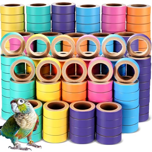 Skyygemm 180 Stück 4,7 cm fetthaltige Bagels Vogelspielzeug für Papageien, Pappvogel zum Kauen, Zerkleinern, Futtersuche, Spielfuß, Holzpapageienspielzeug für mittelgroße und große Aras, Kakadus von Skyygemm