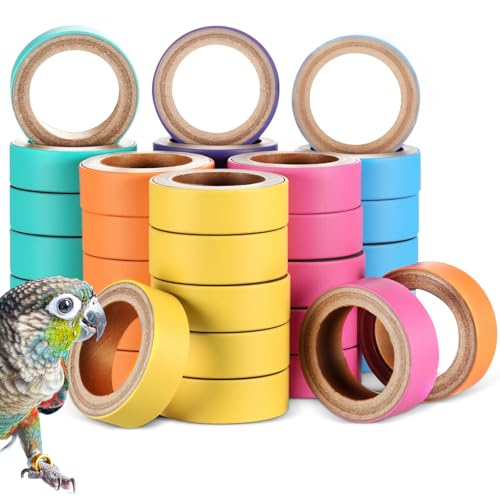 Skyygemm Fatty Bagels Vogelspielzeug für Papageien, Pappkern, Vogelspielzeug, Kauen, Zerkleinern, Futtersuche, Spielfuß für mittelgroße und große Papageien, Mini-Aras, Graupapageien, Kakadus, 36 Stück von Skyygemm