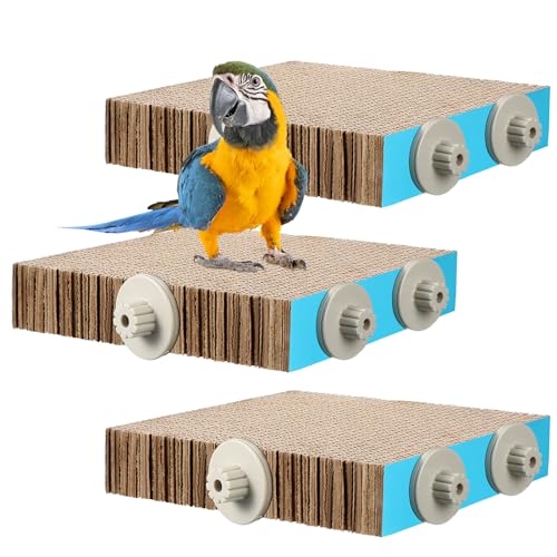 Skyygemm Vogel-Kauspielzeug, Papageien-Sitzstange, Pappplattform für Käfig, Vogelpfoten, Schleifständer, Papageienkäfig, Spielplatz, Übungsspielzeug für Aras, kleine Sittiche, Wellensittiche von Skyygemm